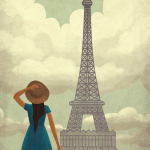 paris travel art illustrations painting 