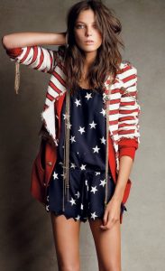 july 4 us independence day fourth of july fashion style clothes accessories bikini nails scarf hoodie socks heels boho cape shorts jacket skirt jeans headband summer beach holidays stars and stripes red blue white nautical on pumpernickel pixie 