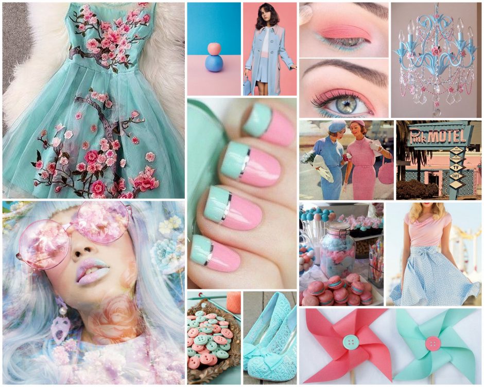 pink, blue, vintage, surreal, color, mood board, fashion, dress, vogue, summer, makeup, eyeshadow, french nails, heels, pinwheels, lavender pink, ice cold blue, cotton candy, princess, light pink, light blue, color pairings, color combinations pumpernickel pixie