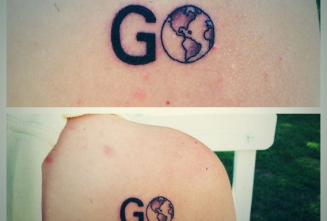 travel, tattoo, travel tattoo, minimalist tattoo, charming tattoo, tiny tattoo, plane tattoo, map tattoo, globe tattoo, word tattoo, pumpernickel pixie
