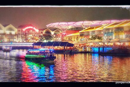 rainbow night, clarke quay, singapore, river, magical, night out, night photography, river photography, boating, holiday, photo a week, photography, pumpernickel pixie